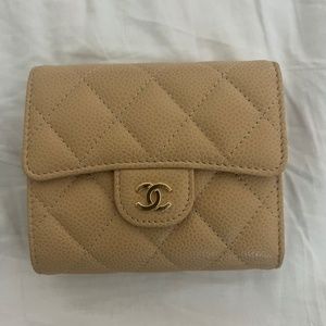 Chanel Beige Classic Small Flap Wallet